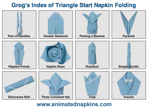 Pictures of Index of Triangle Napkin Folds